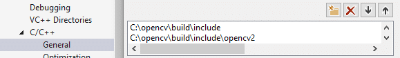 Debugging 
VC++ Directories 
General 